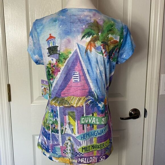 ELLEN NEGLEY Womens Small Printed Summer Top - Picture 3 of 8